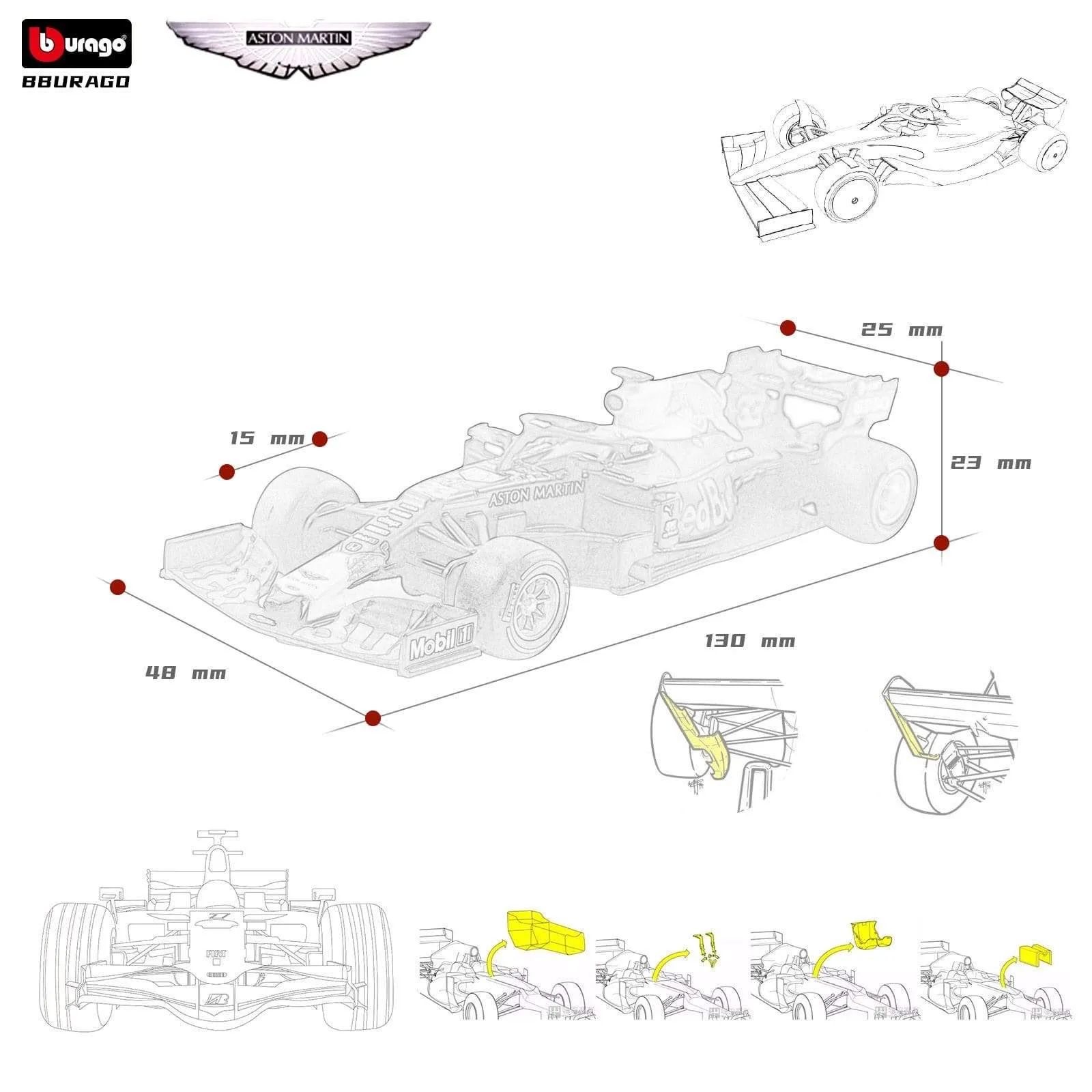 1:43 Diecast Alloy Model Car F1 Team Racing Formula Cars Static Simulation Toy Aston Martin RB15#33 Collection