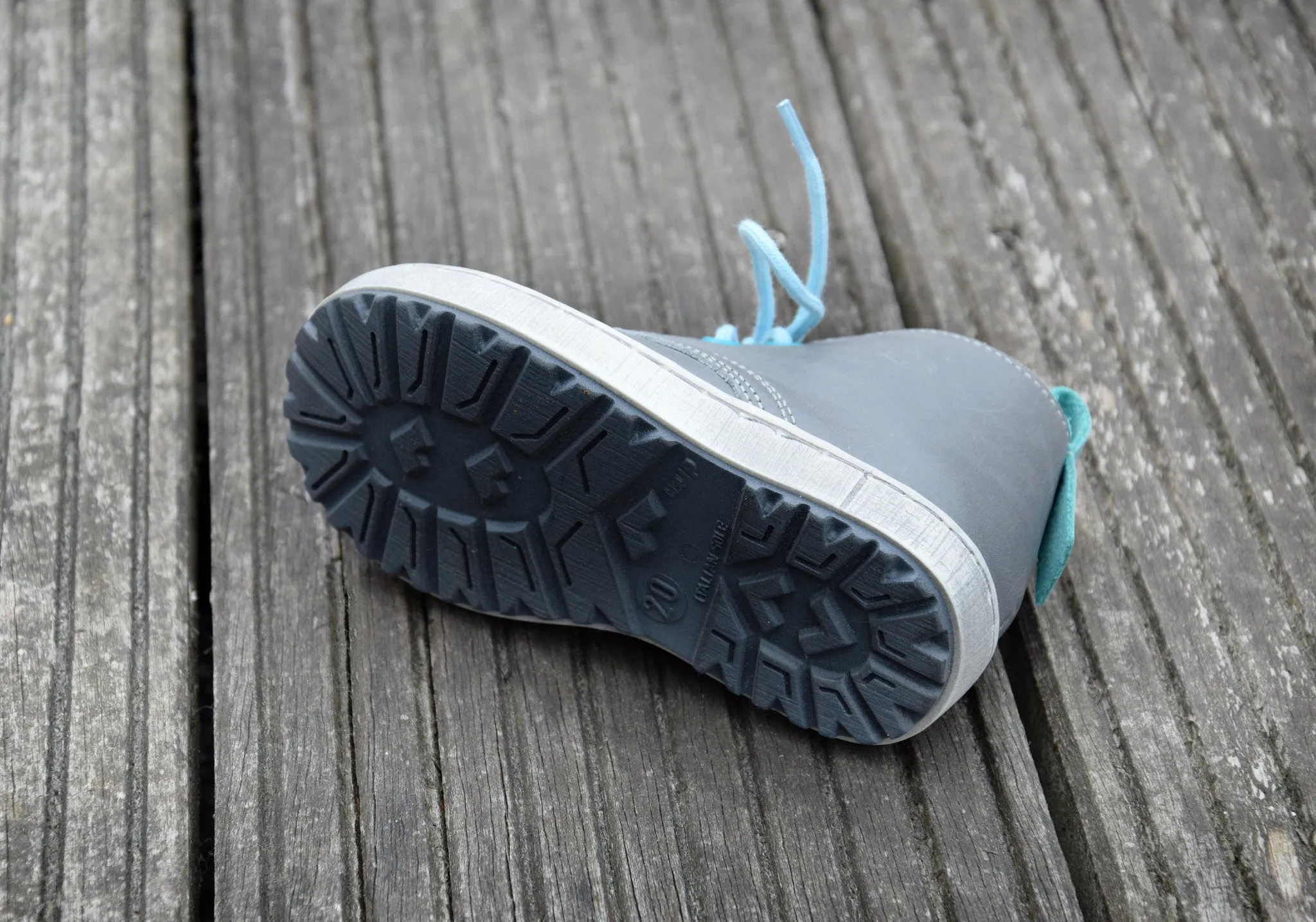 (2150-10) Emel Grey Blue Lace Up Trainers