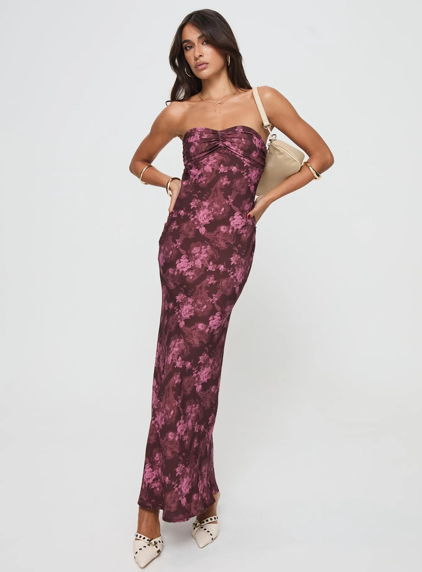 Abeila Strapless Maxi Dress Burgundy