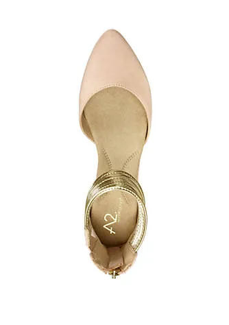 Aerosoles Light Pink Metallic Dipped Wrapped Ankle Straps Dressy Ballerina Flat