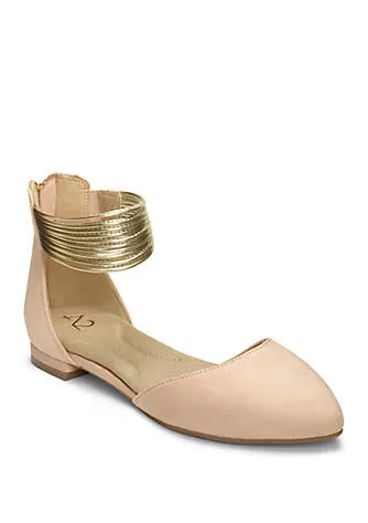 Aerosoles Light Pink Metallic Dipped Wrapped Ankle Straps Dressy Ballerina Flat