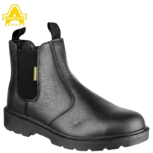 Ambler Steel Toe Slip On Work Boot Black