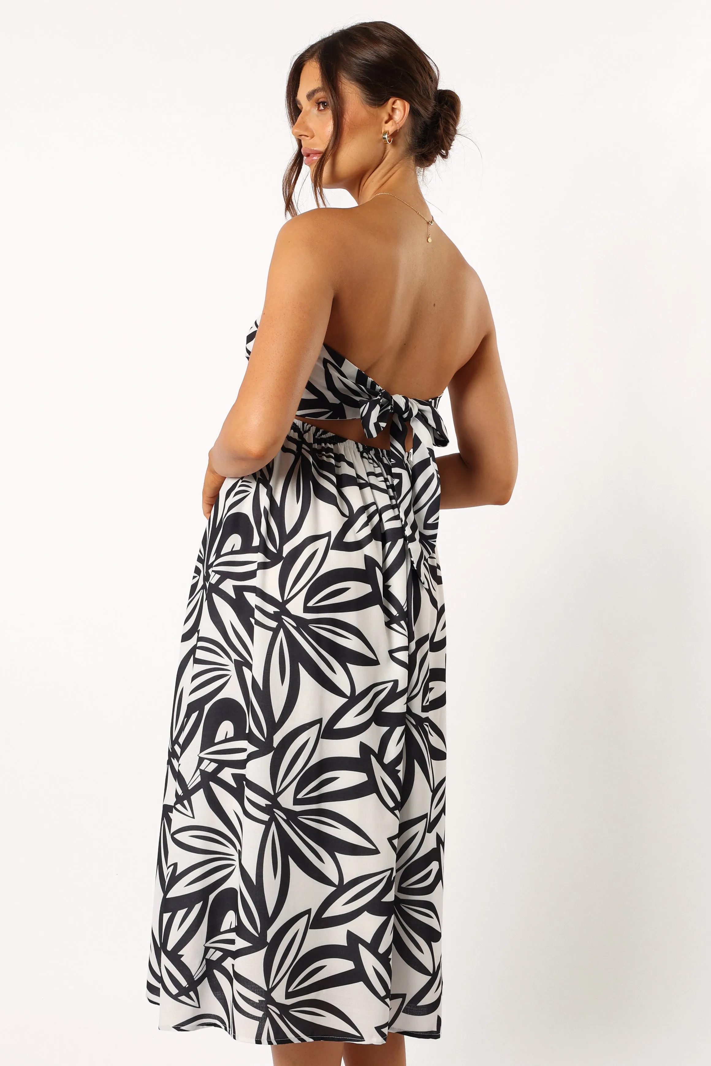 Arlene Strapless Midi Dress - Black White