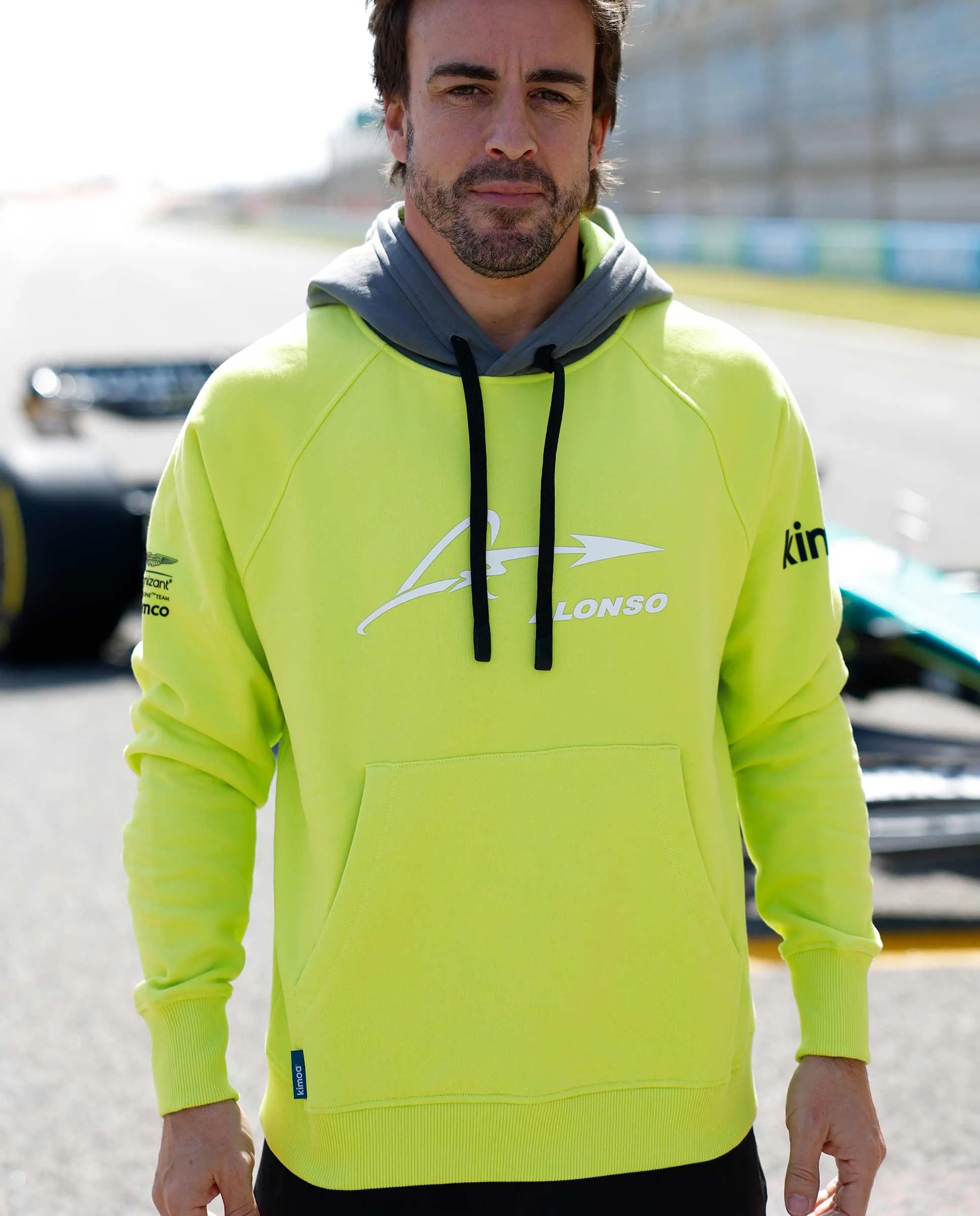 Aston Martin Cognizant F1 Kimoa Fernando Alonso Men's Lifestyle Hoodie- Lime