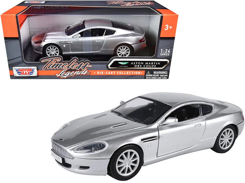 Aston Martin DB9 Coupe Silver Metallic Timeless Legends 1/24 Diecast Model Car by Motormax