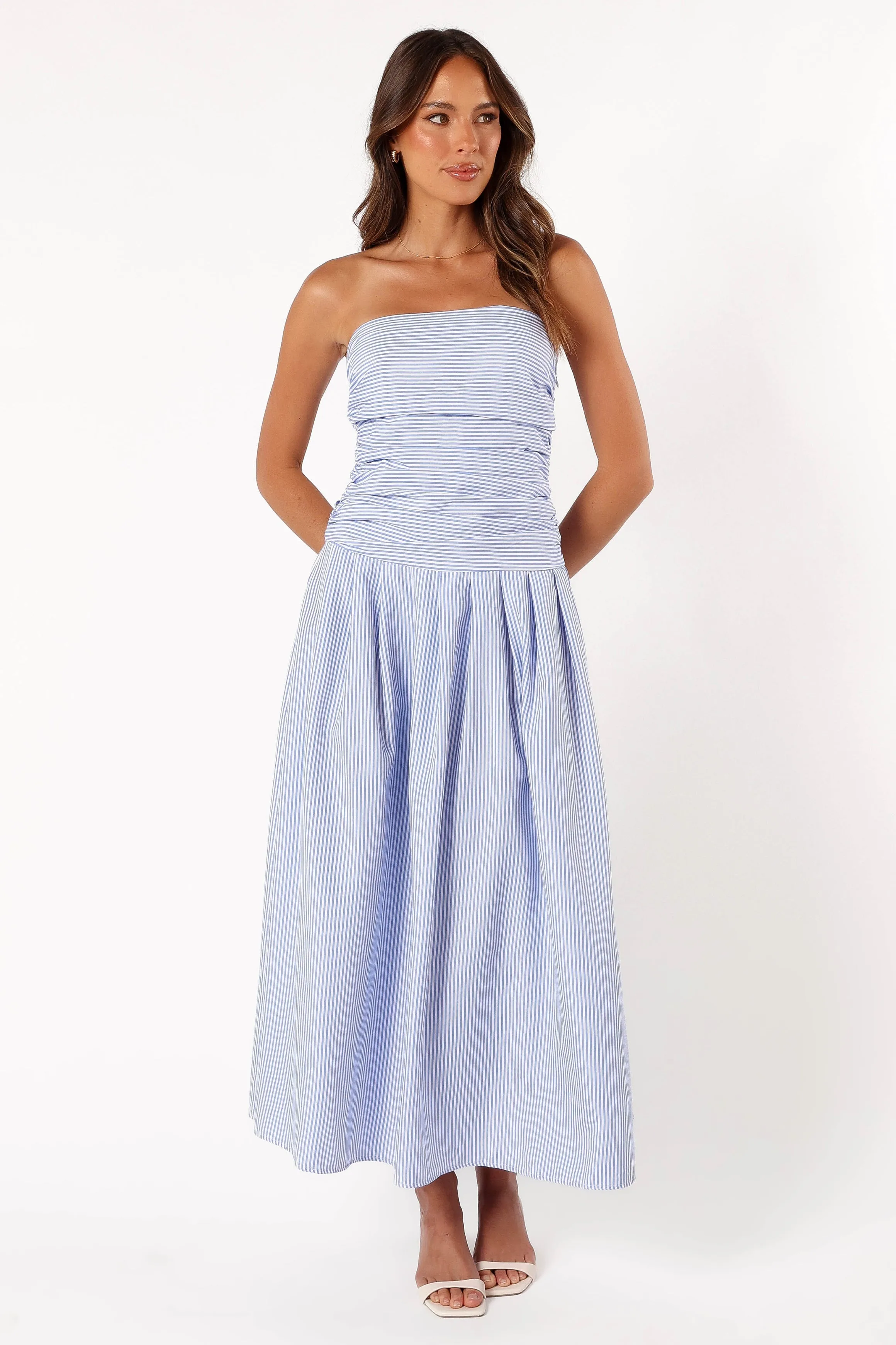 Avalee Strapless Maxi Dress - Blue Stripe