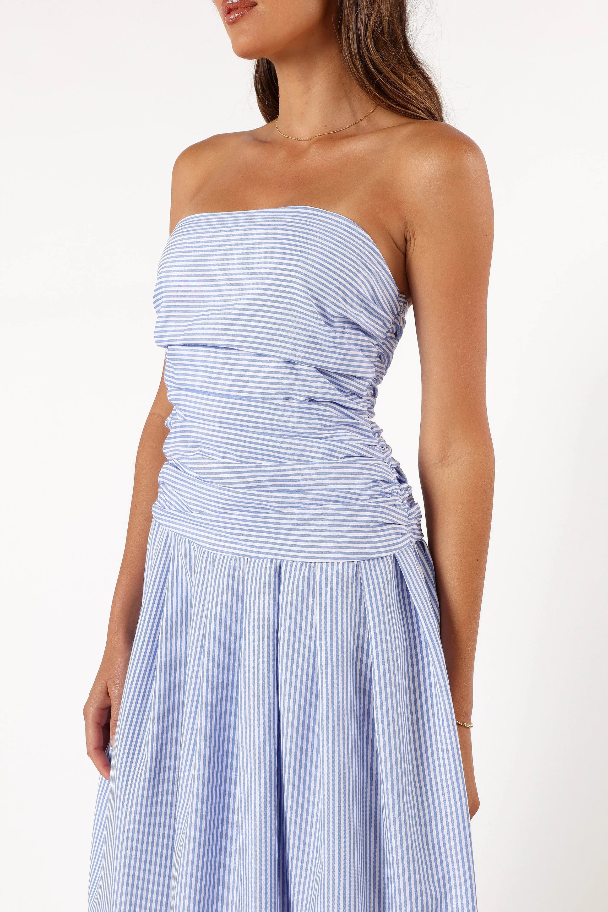 Avalee Strapless Maxi Dress - Blue Stripe