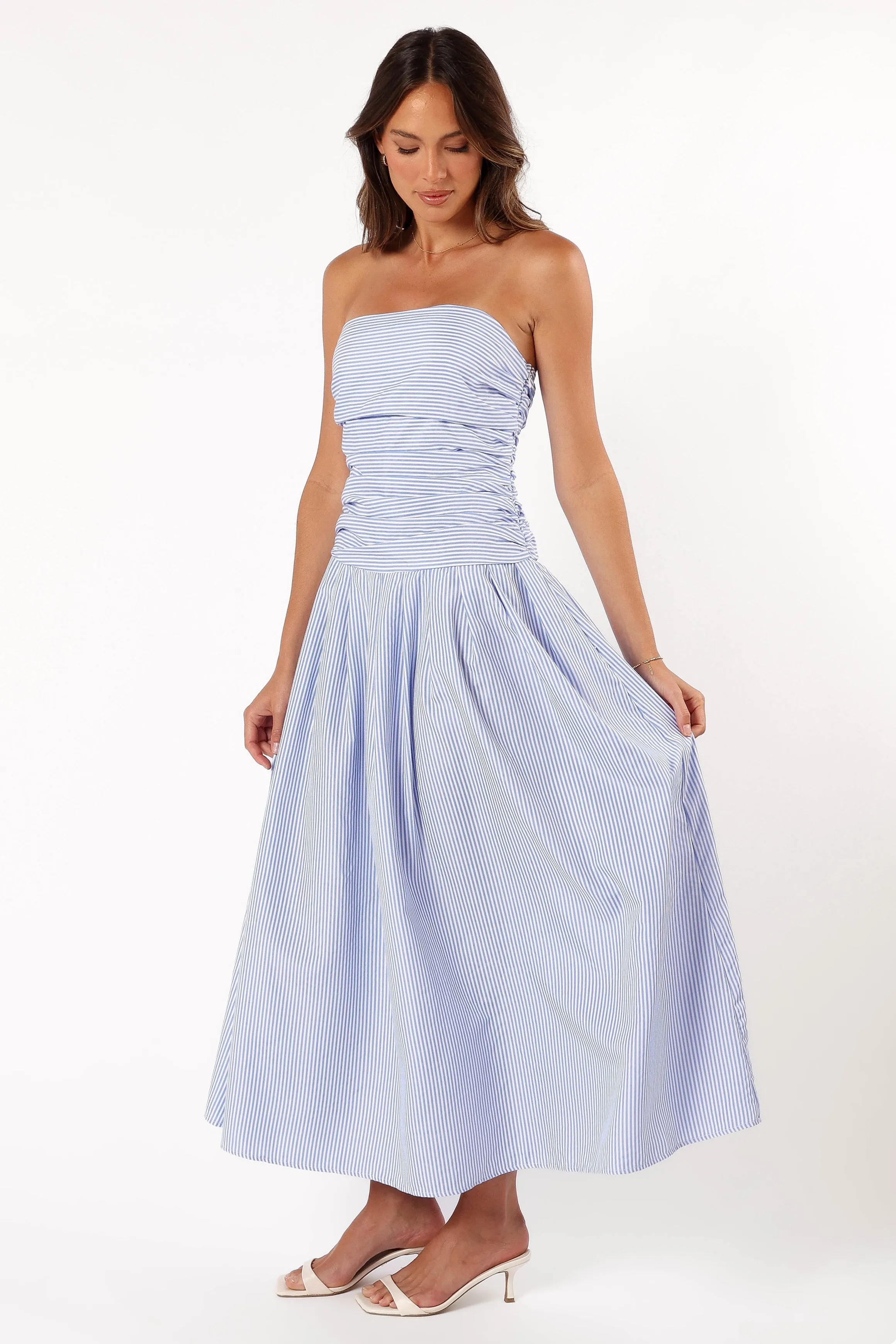 Avalee Strapless Maxi Dress - Blue Stripe