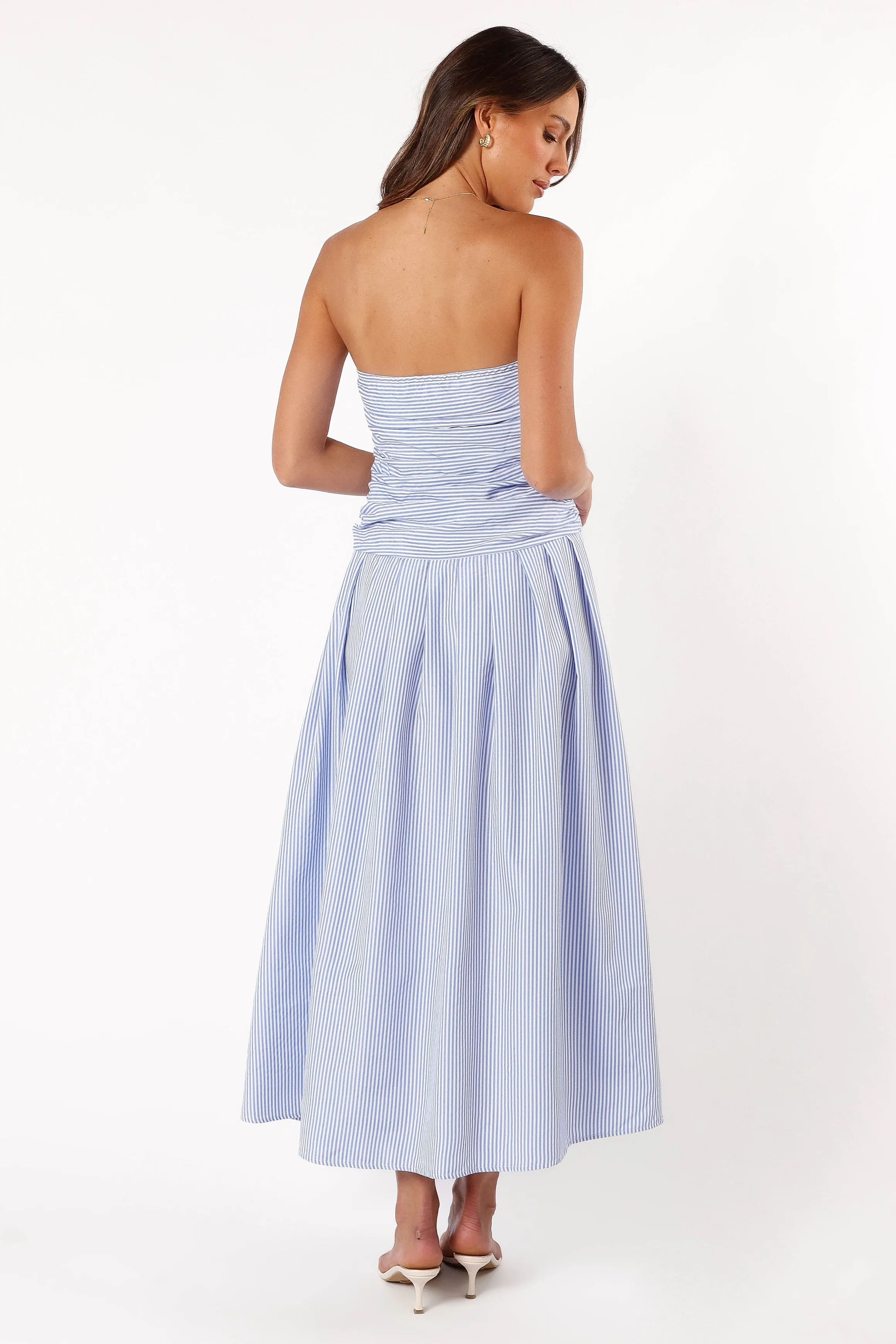 Avalee Strapless Maxi Dress - Blue Stripe