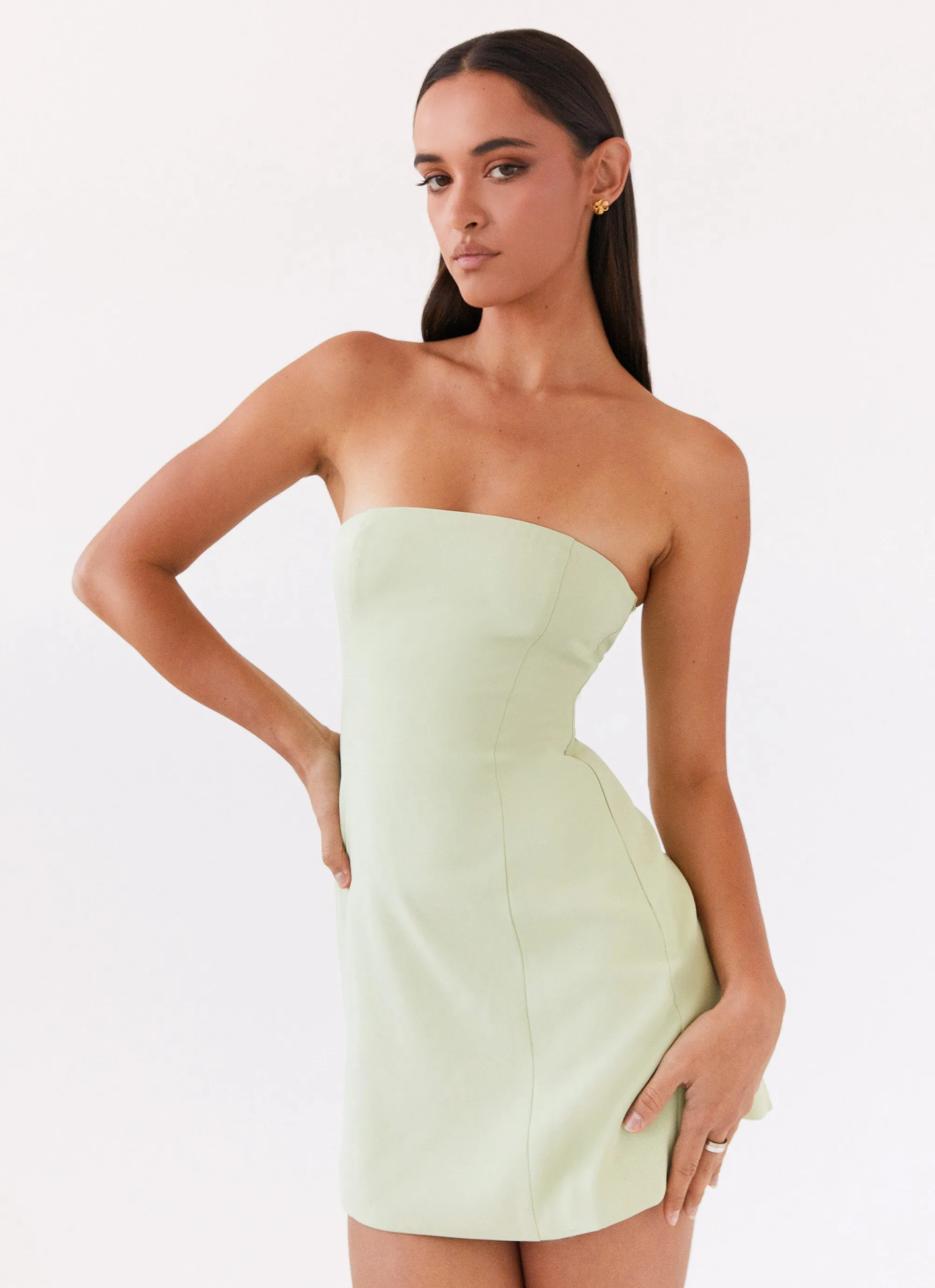 Ayanna Strapless Mini Dress - Green Zest