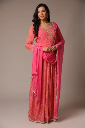 Bandhej Anarkali Georgette Suit with Gota Patti work.