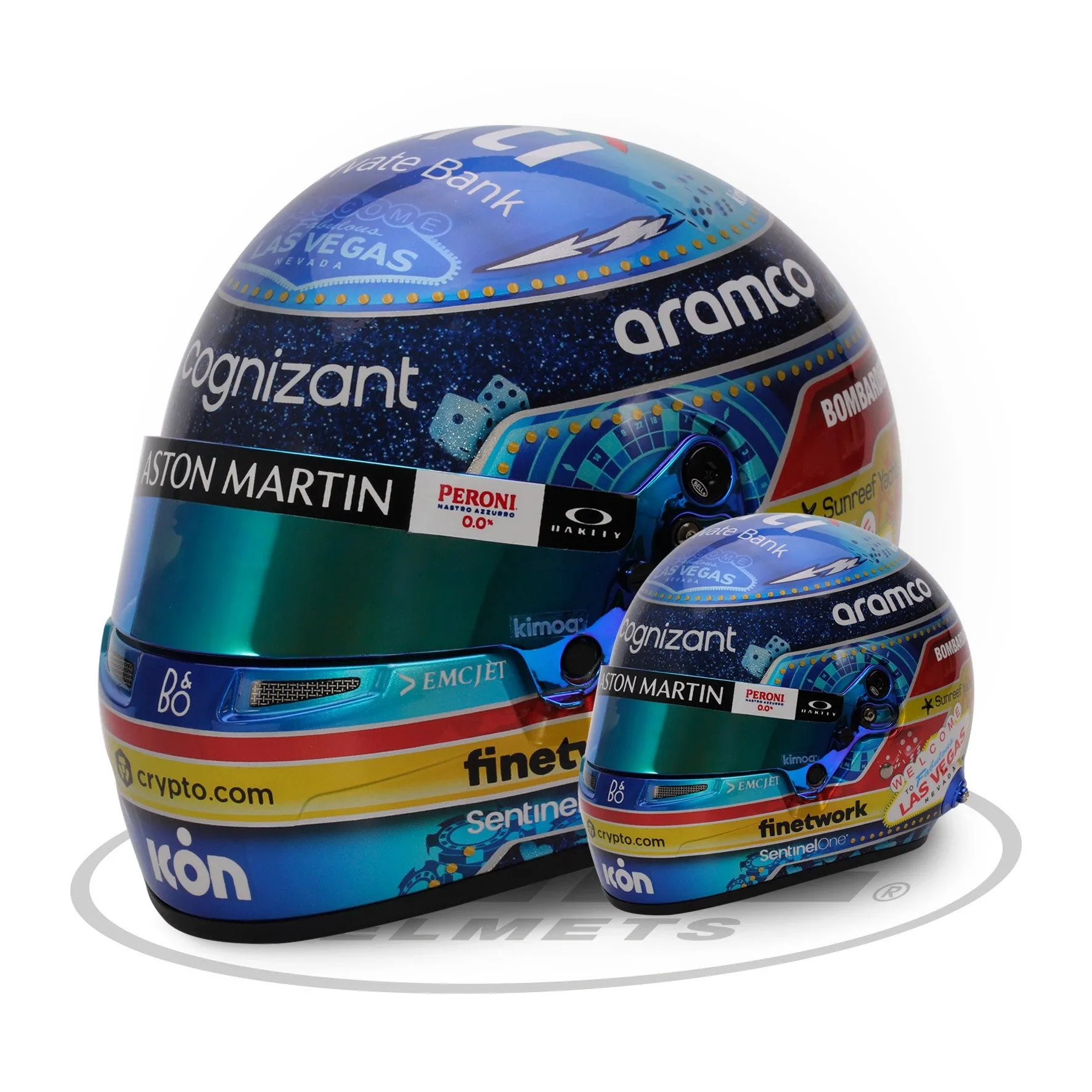 Bell Collectable 1:2 Scale Mini Helmet Fernando Alonso 2023 Aston Martin Las Vegas GP