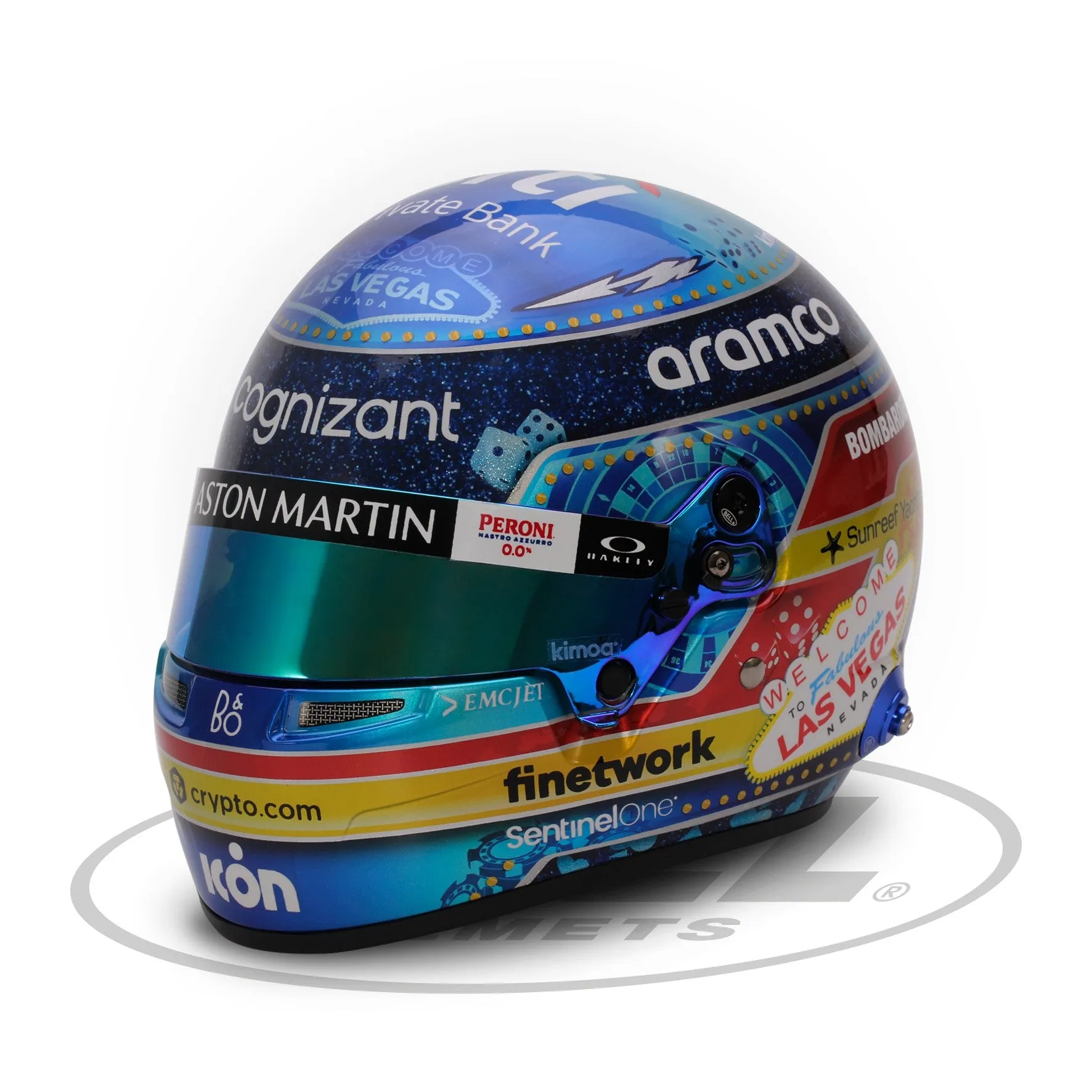 Bell Collectable 1:2 Scale Mini Helmet Fernando Alonso 2023 Aston Martin Las Vegas GP