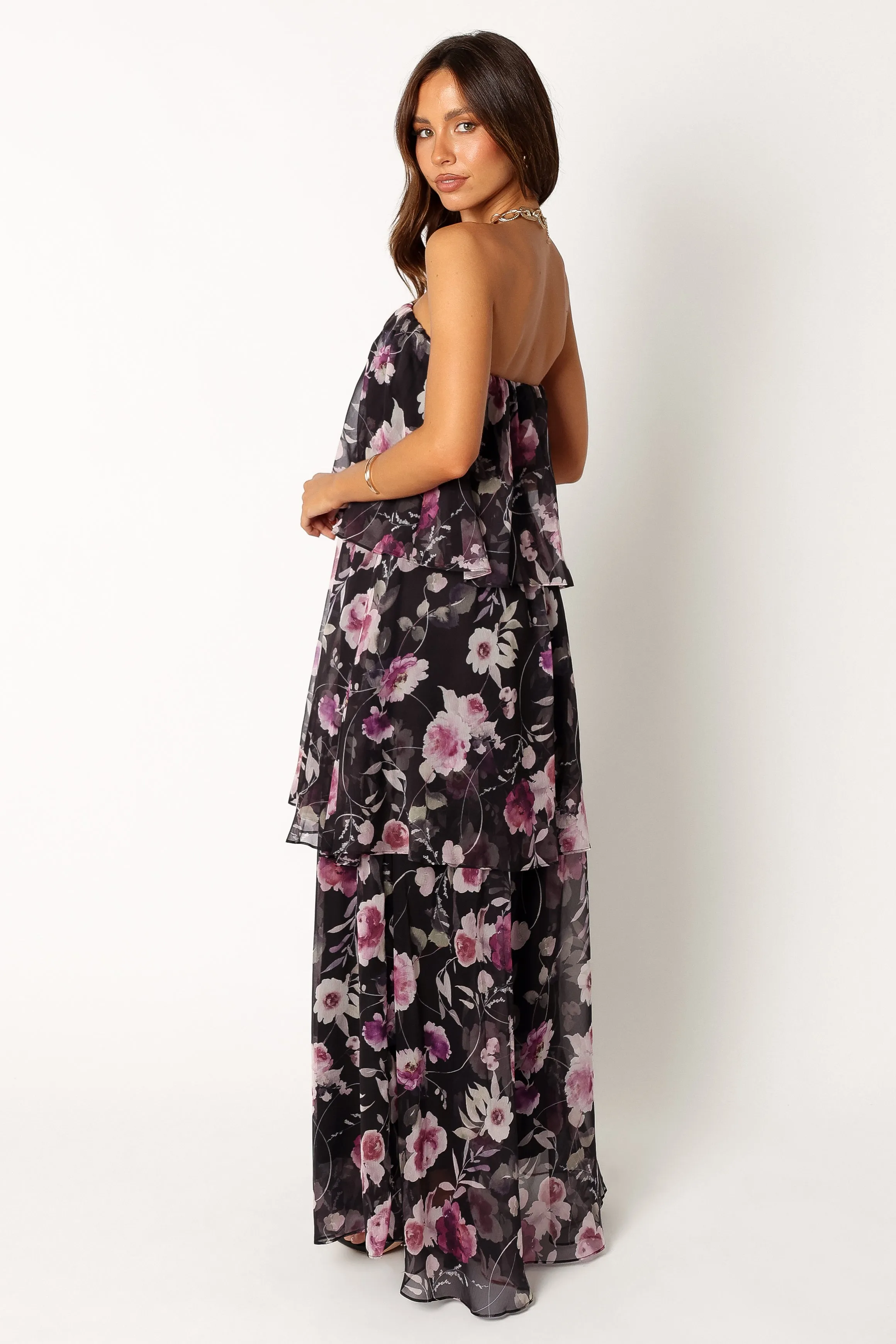 Bloom Strapless Maxi Dress - Black Floral