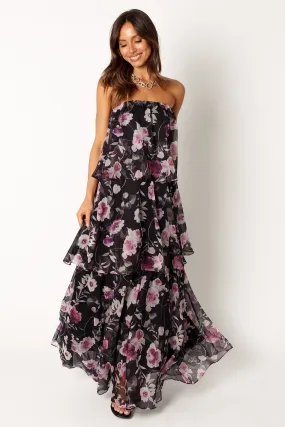 Bloom Strapless Maxi Dress - Black Floral