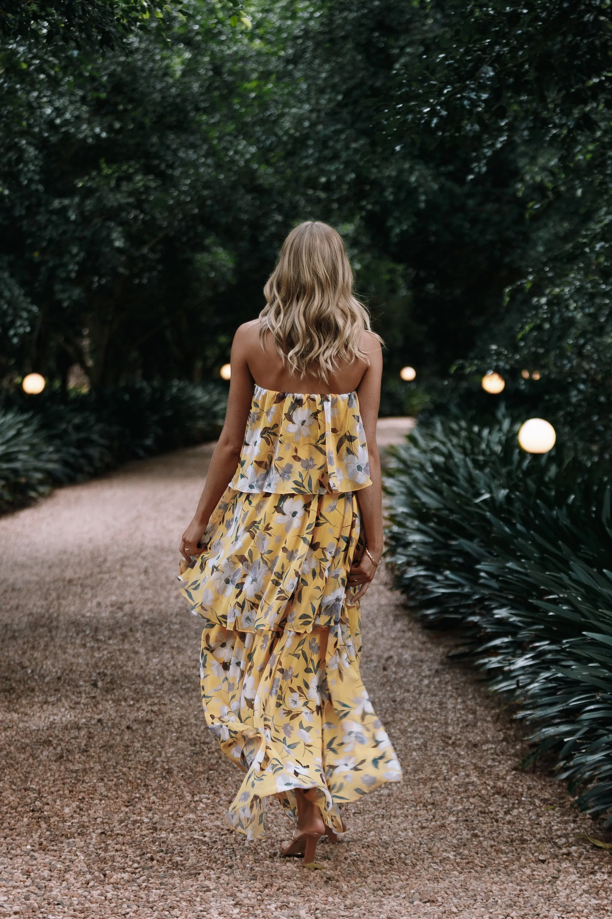 Bloom Strapless Maxi Dress - Yellow Floral