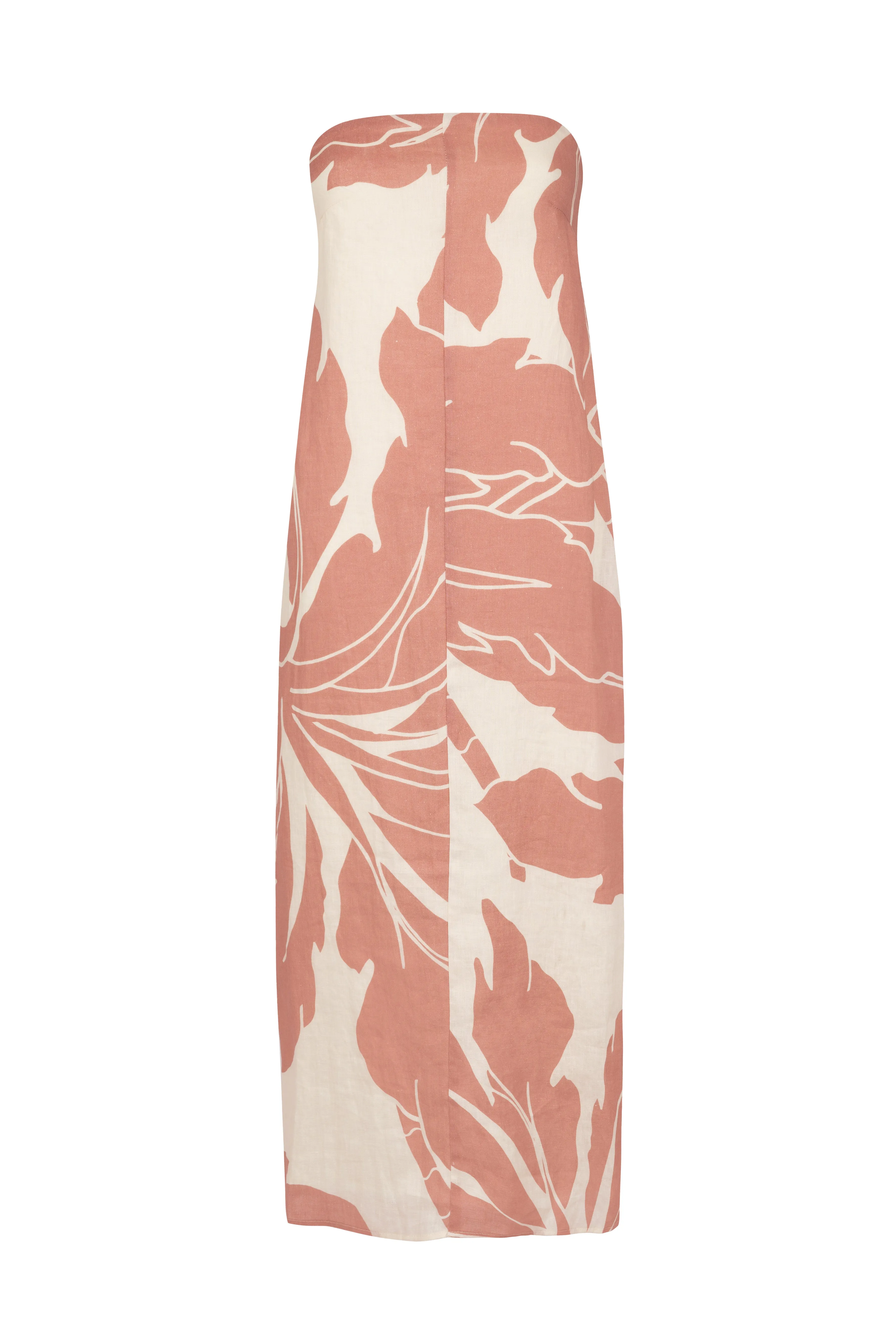 'Bonita' Strapless Linen Dress - Blush Print