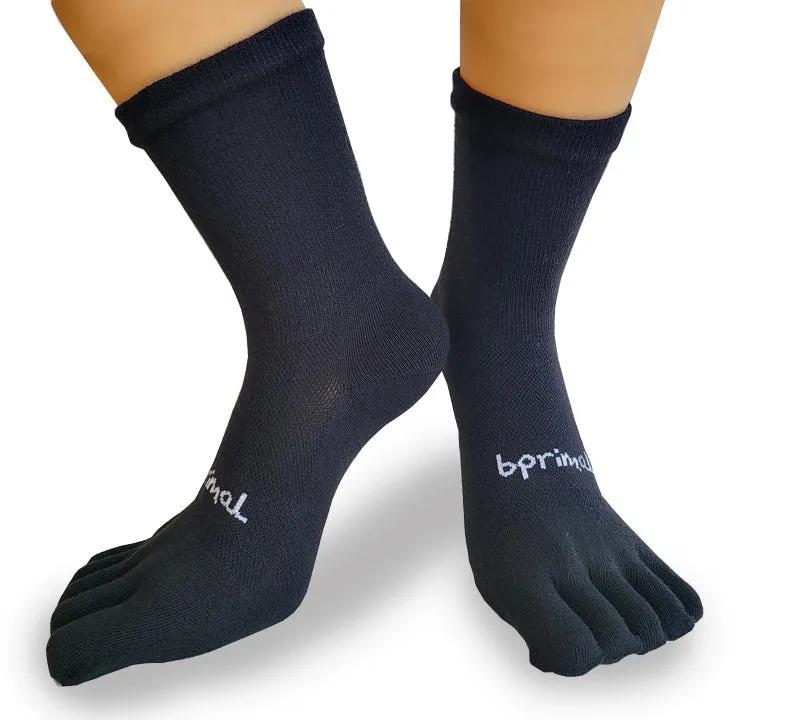 Bprimal Everyday Five-Toe Socks - Crew - Regular Weight - Black