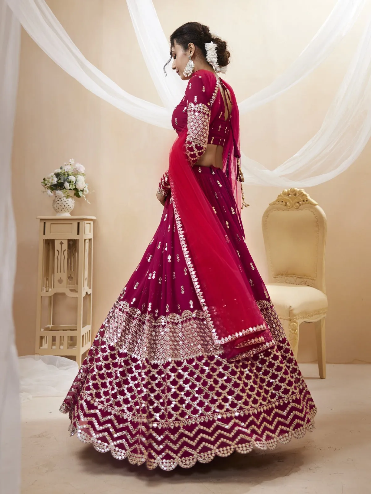 Bridal  Red Sequence Work Lehenga