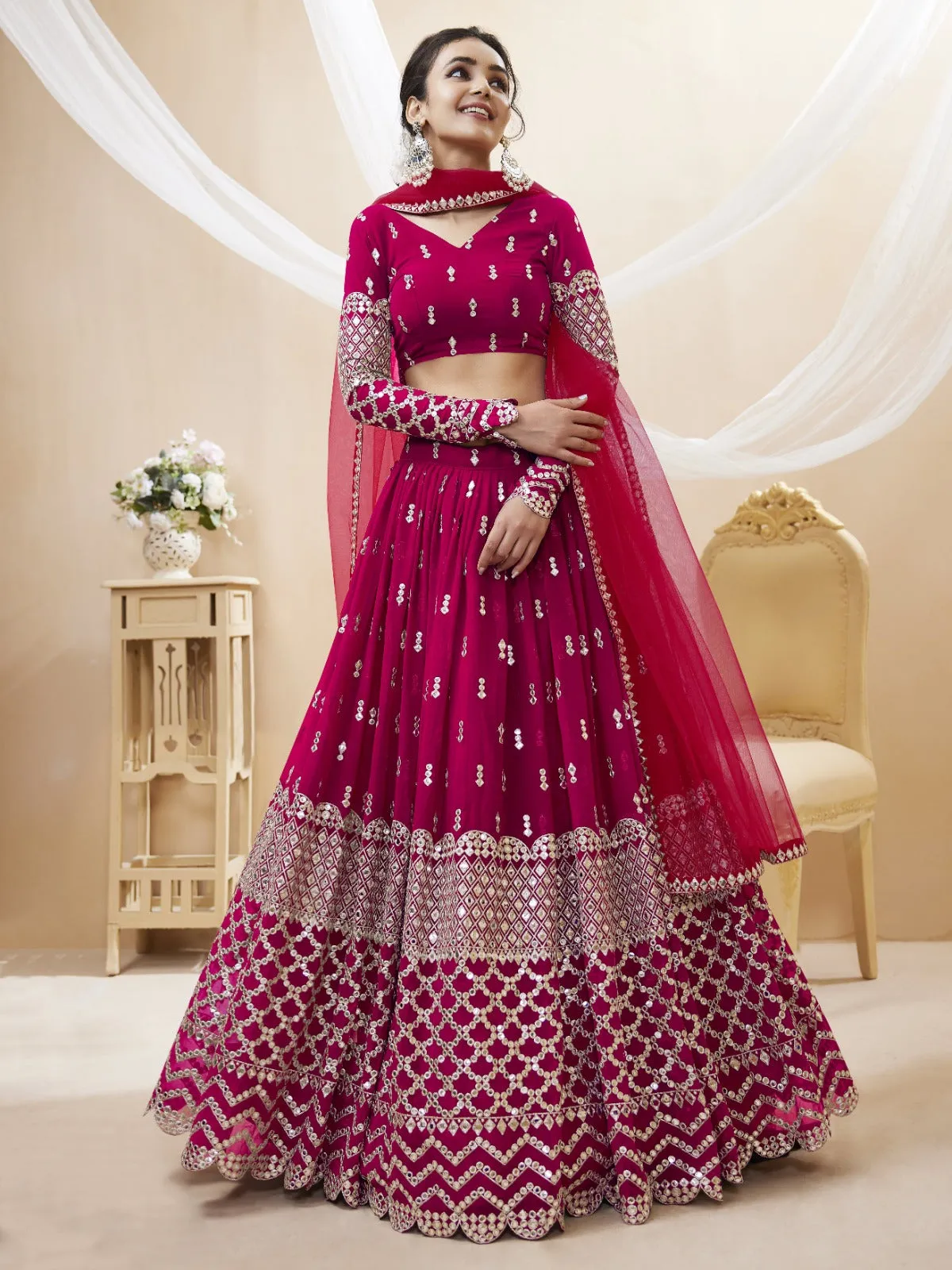 Bridal  Red Sequence Work Lehenga