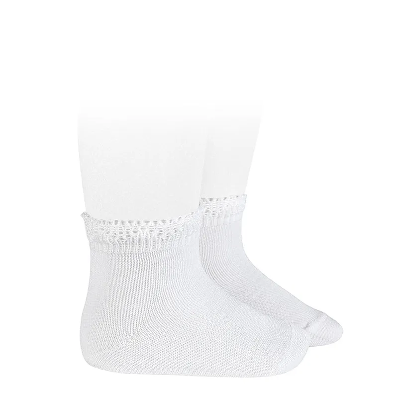 Ceremony short socks with openwork cuff WHITE