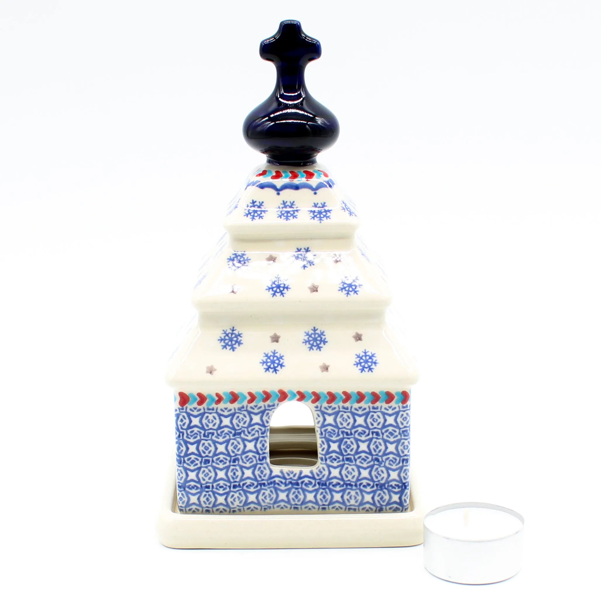 Church Tea Candle Holder in Falling Snow