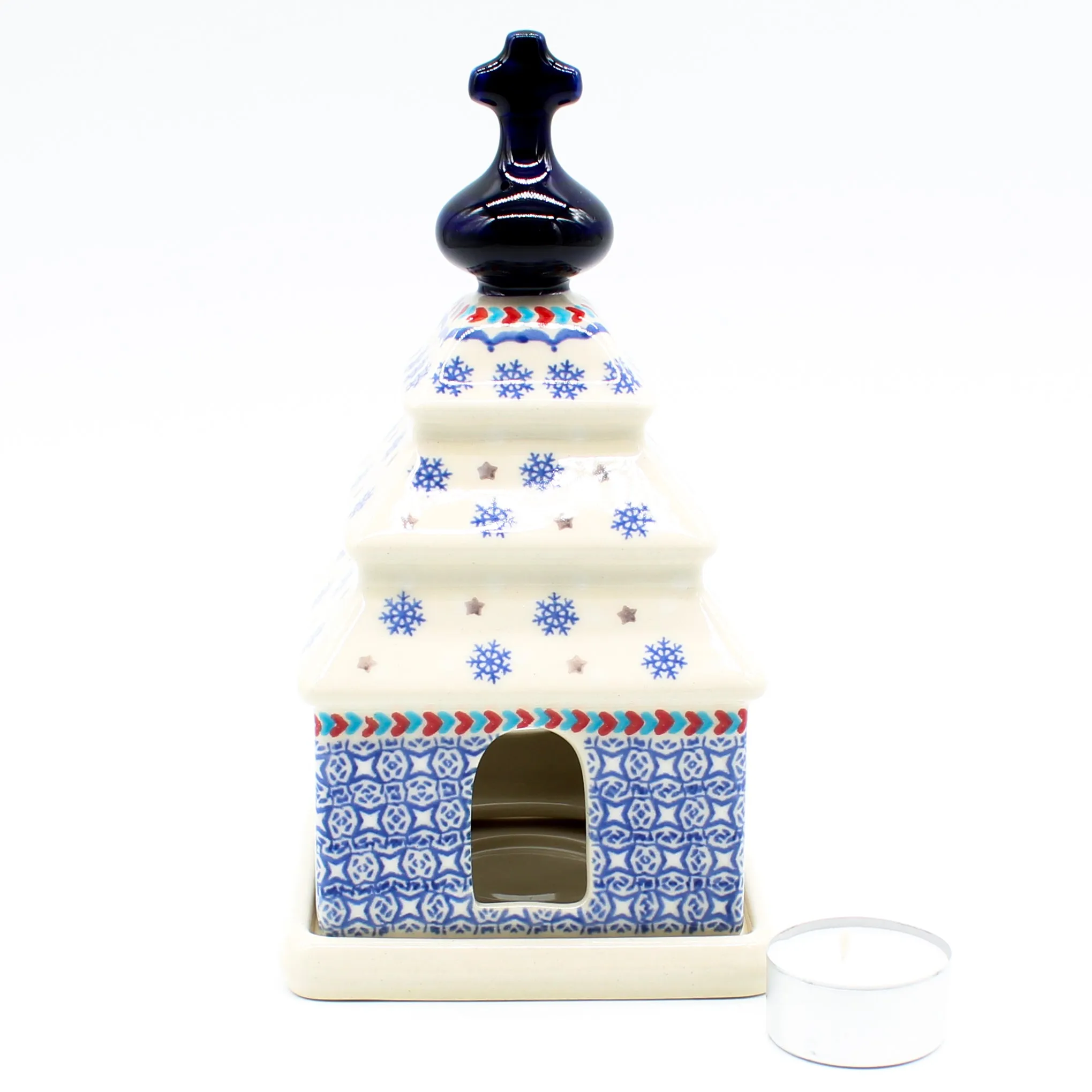 Church Tea Candle Holder in Falling Snow