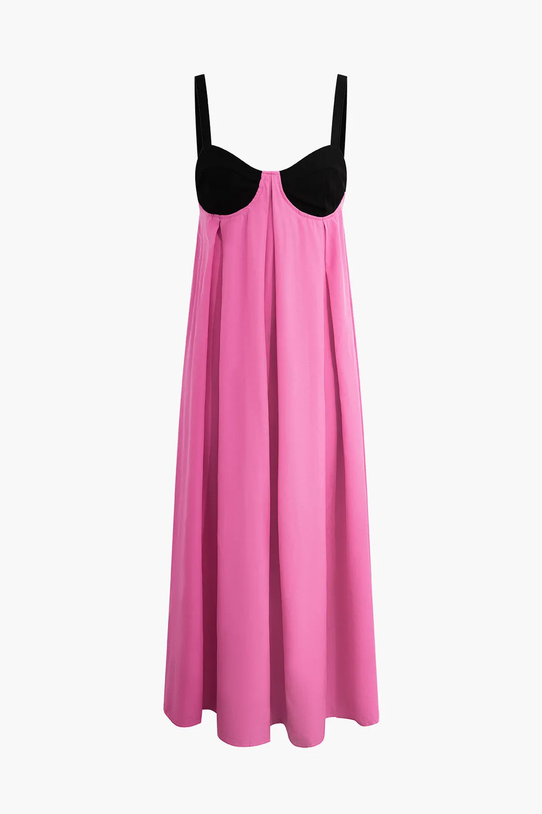 Contrast Backless Bustier Slip Maxi Dress