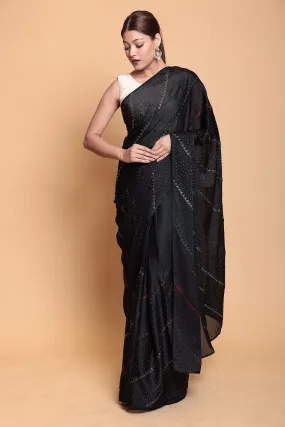 Crape Silk Saree with Swarovski work.