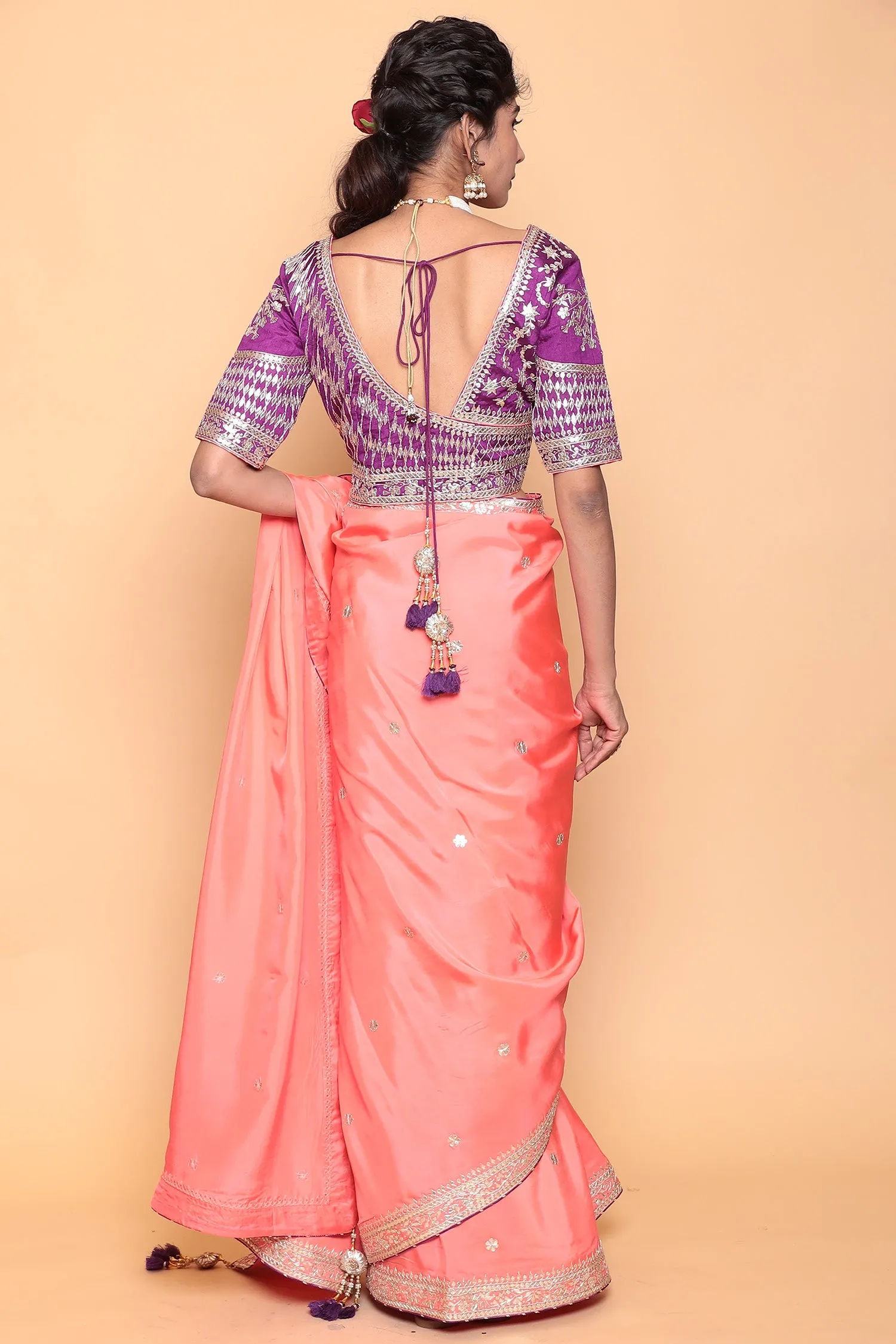 Crepe silk Saree with Gota Patti work.