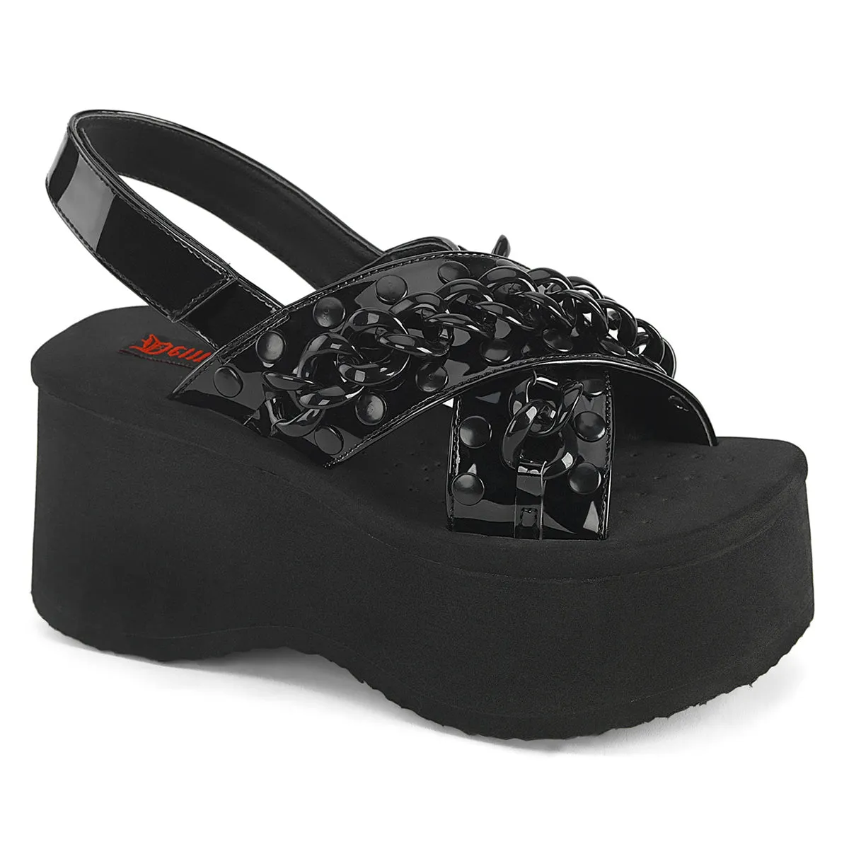 Demonia FUNN-12 | Black Patent Leather Sandals