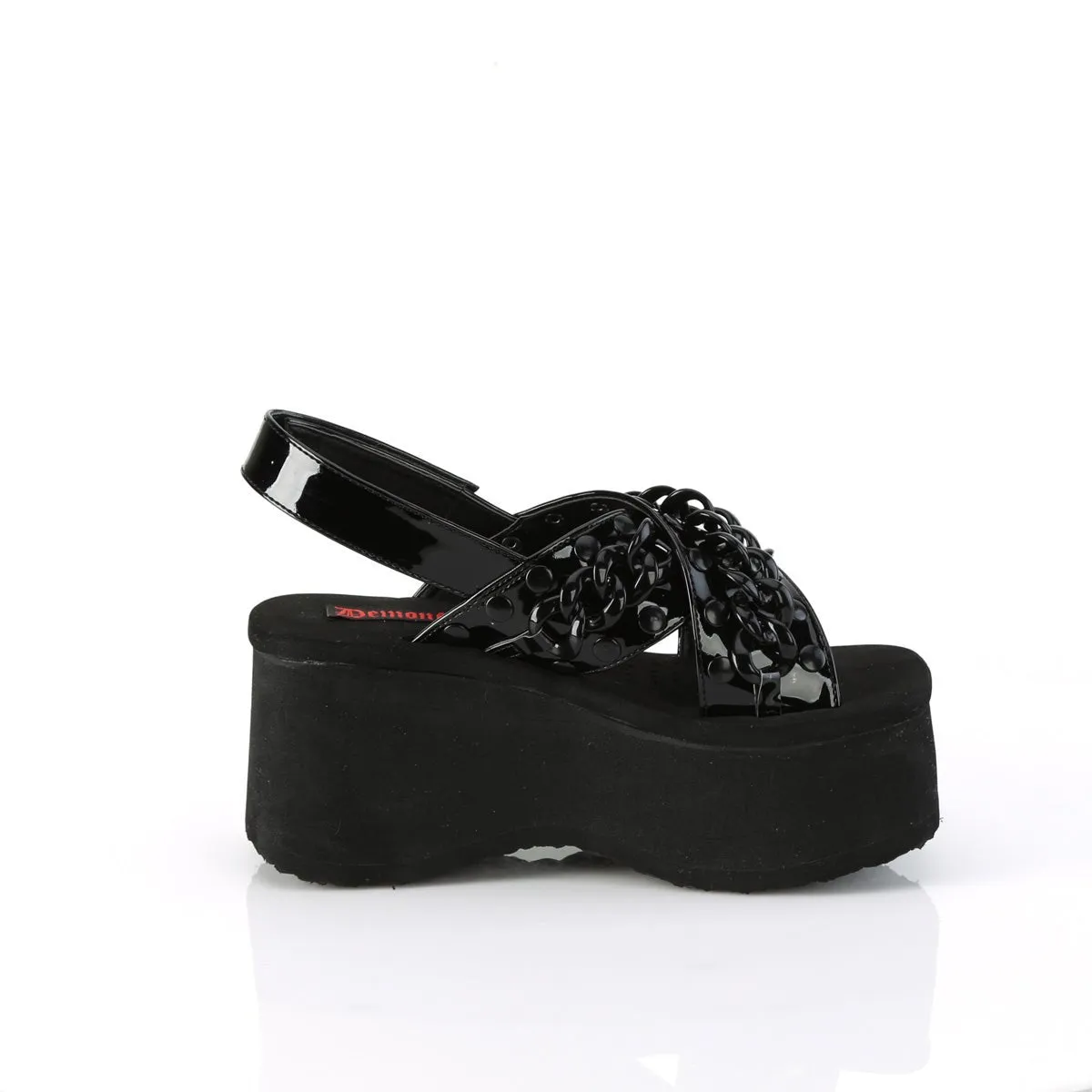 Demonia FUNN-12 | Black Patent Leather Sandals