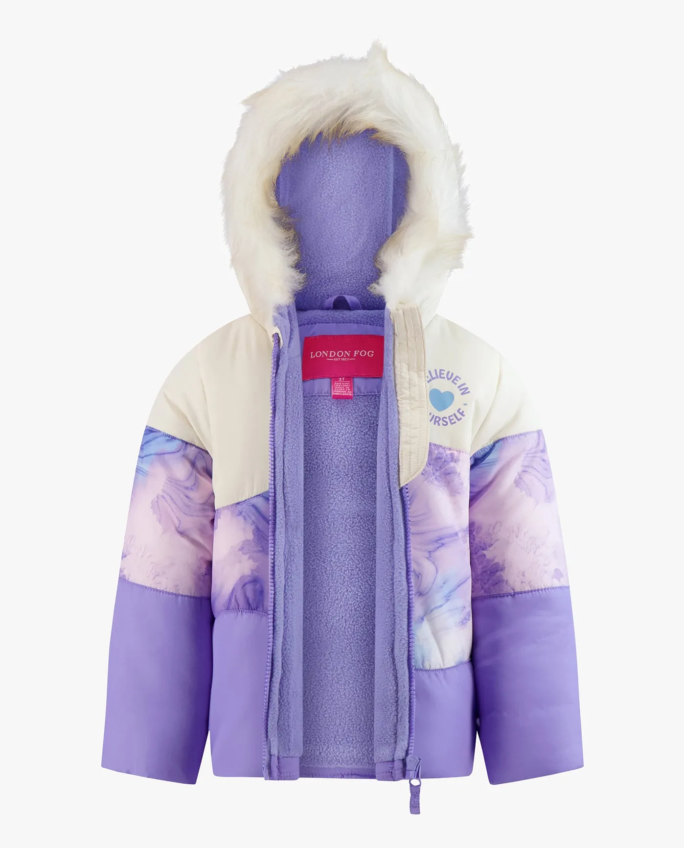 GIRLS ZIP-FRONT COLOR BLOCK JACKET AND OVERALL SNOW PANT