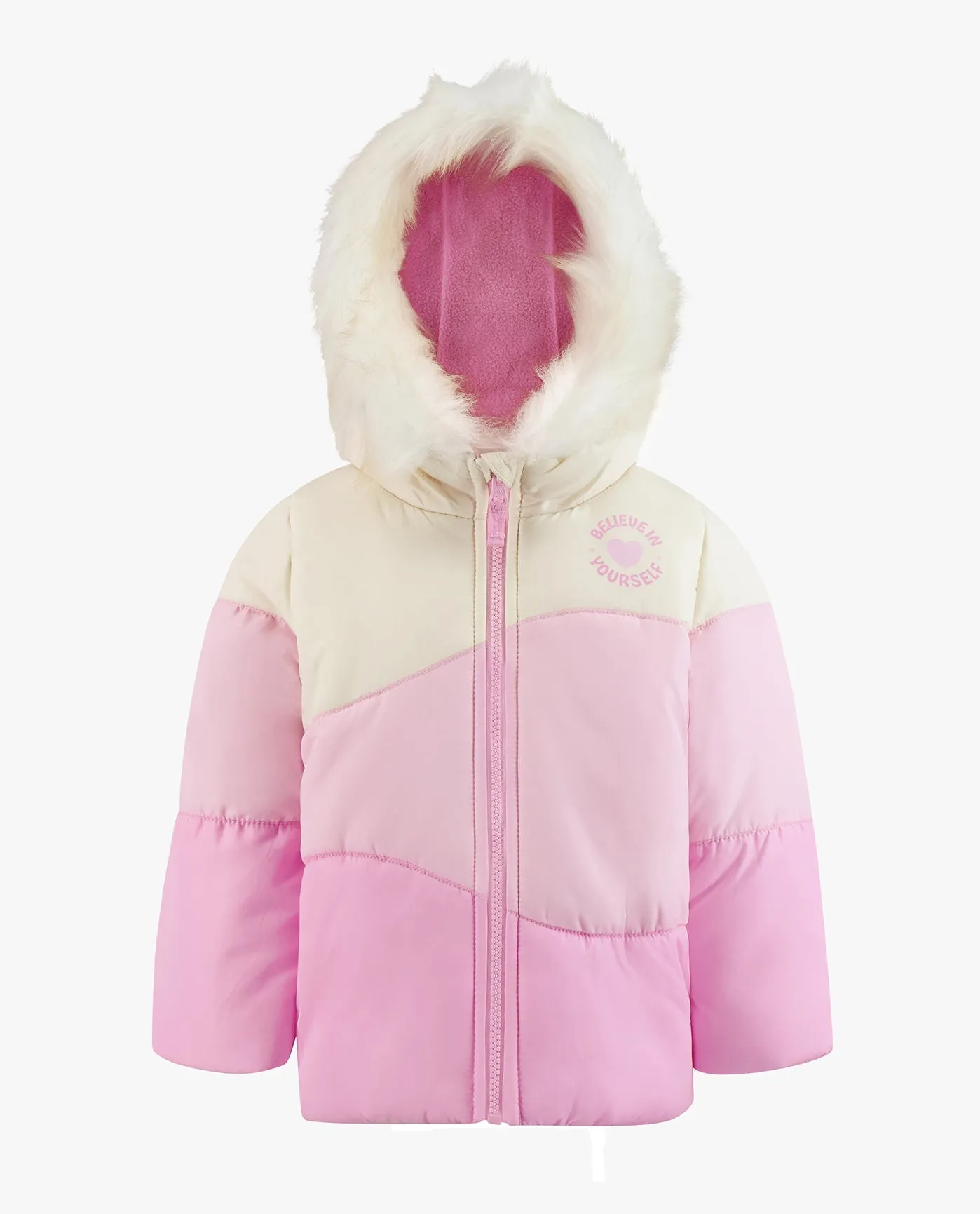 GIRLS ZIP-FRONT COLOR BLOCK JACKET AND OVERALL SNOW PANT