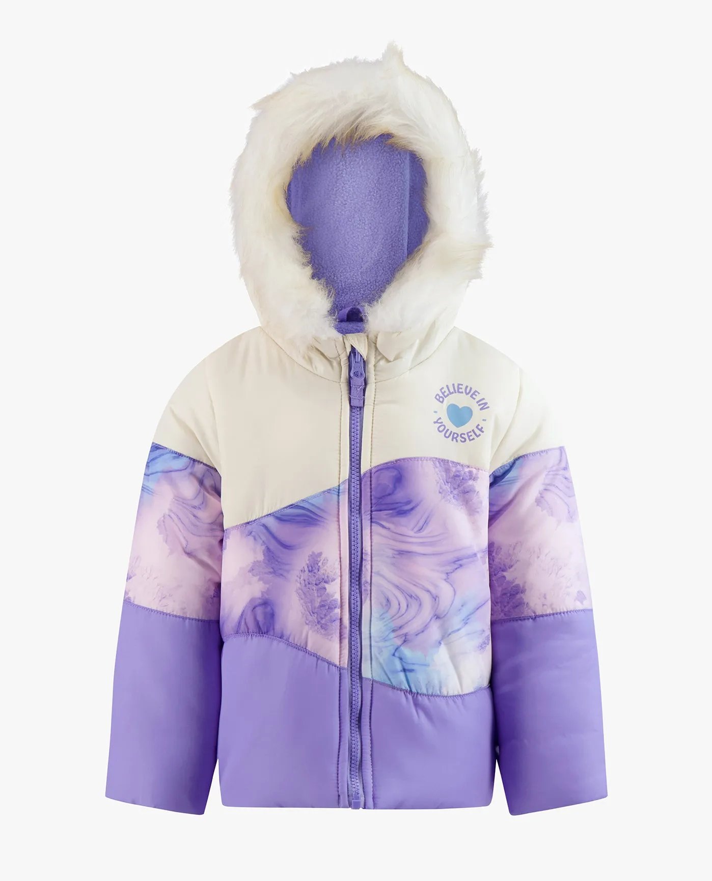 GIRLS ZIP-FRONT COLOR BLOCK JACKET AND OVERALL SNOW PANT