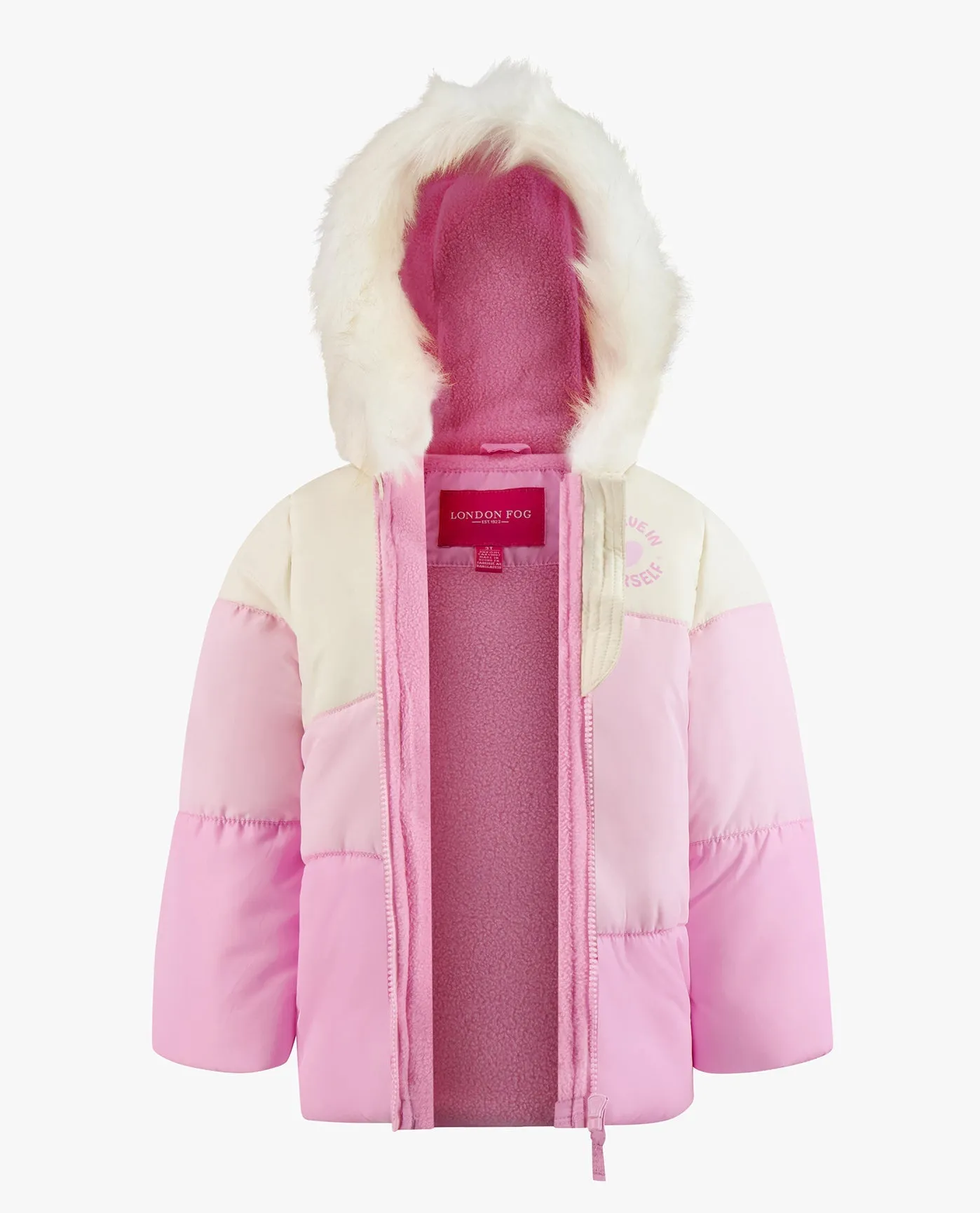 GIRLS ZIP-FRONT COLOR BLOCK JACKET AND OVERALL SNOW PANT