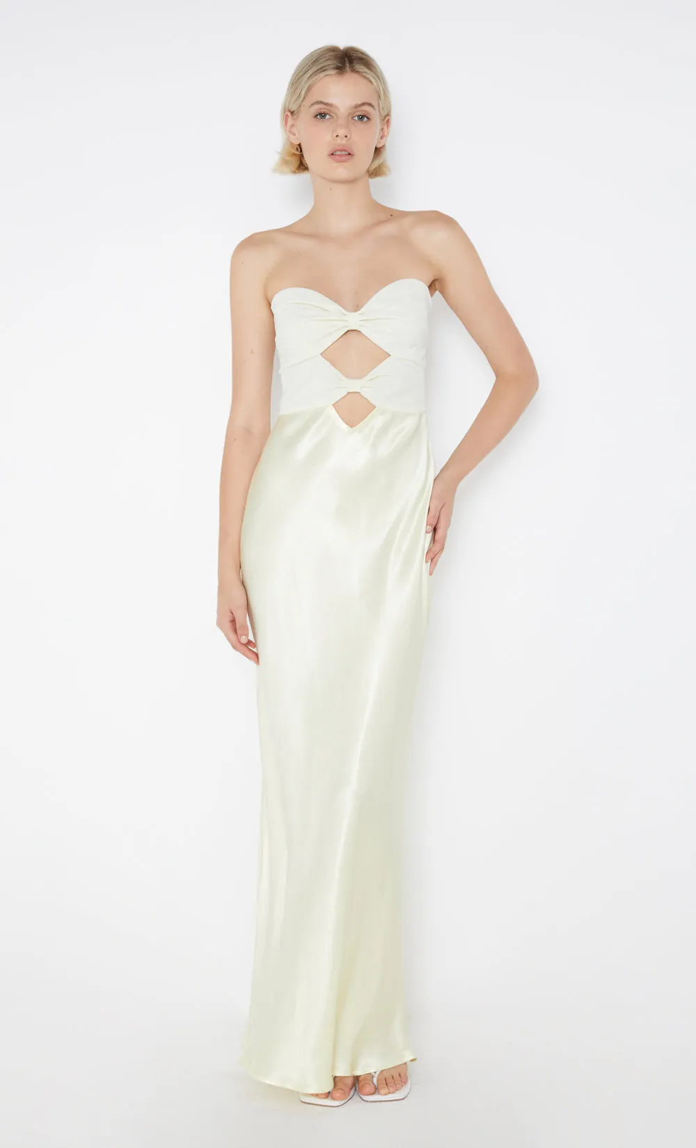 HALLE STRAPLESS DRESS - ICE YELLOW