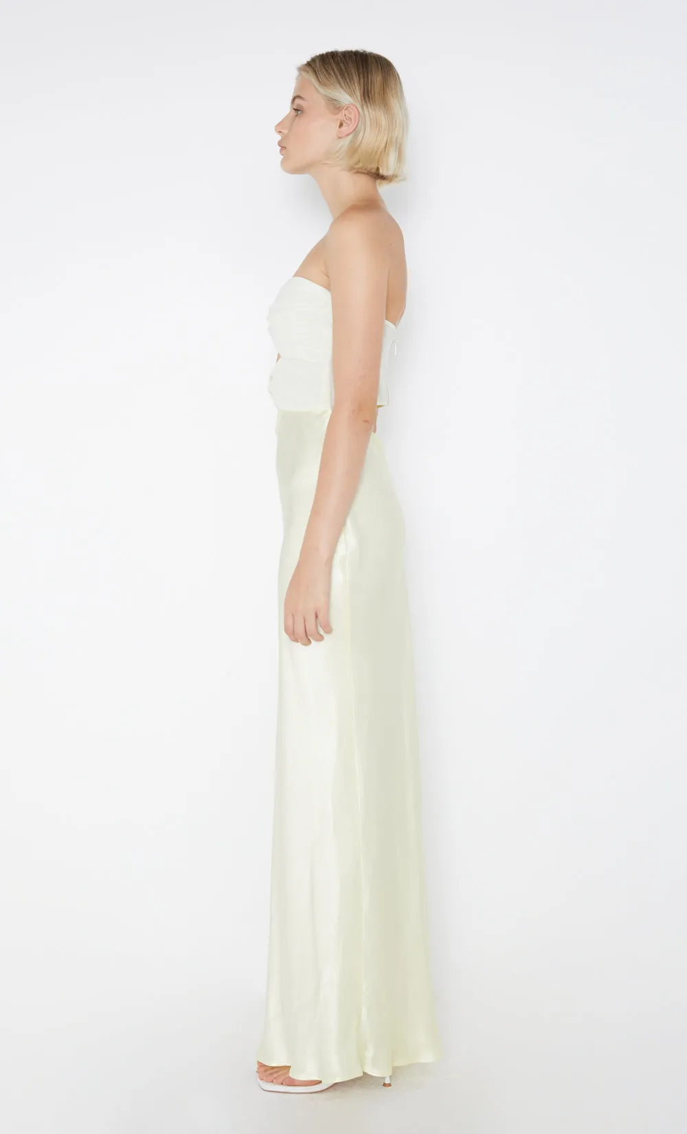 HALLE STRAPLESS DRESS - ICE YELLOW