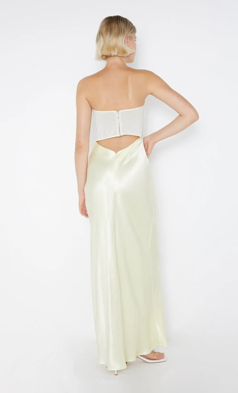 HALLE STRAPLESS DRESS - ICE YELLOW