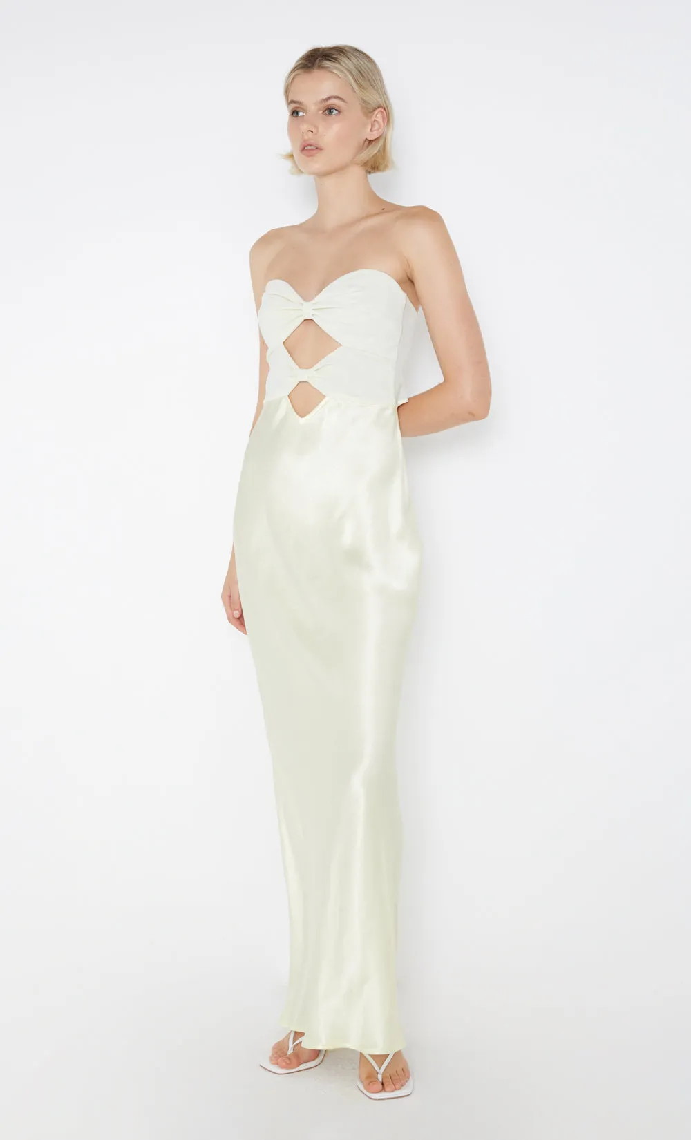 HALLE STRAPLESS DRESS - ICE YELLOW