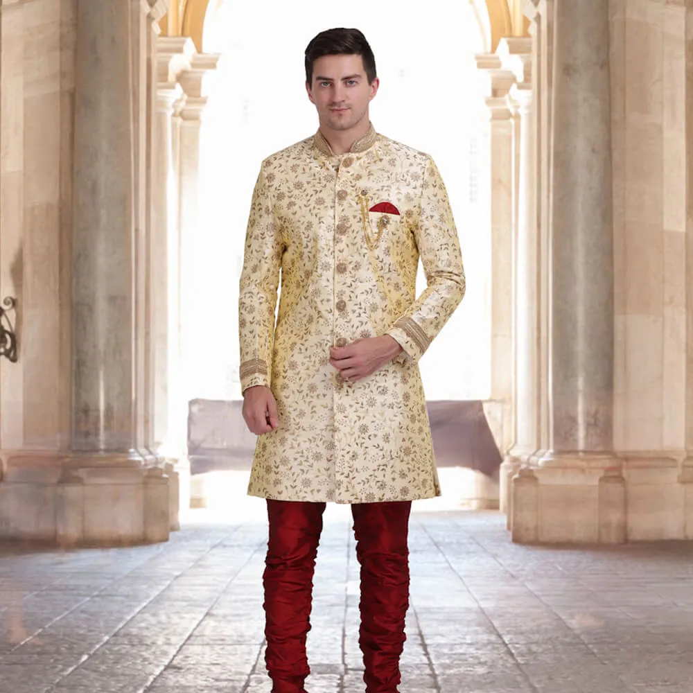 Indo Western Sherwani with jaal work