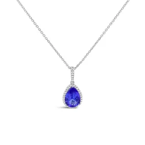 Irisa by Martin Binder Pear Tanzanite & Diamond Halo Necklace