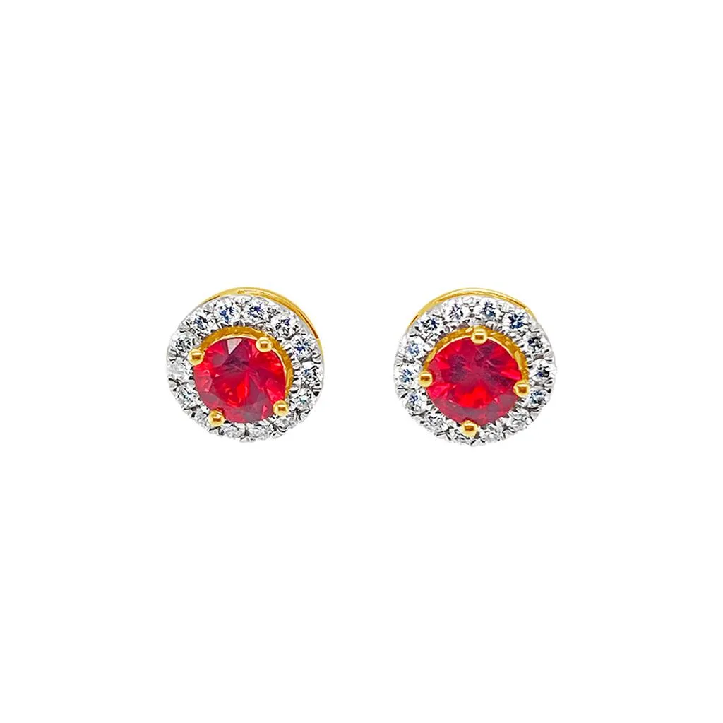 Irisa by Martin Binder Ruby & Diamond Halo Stud Earrings