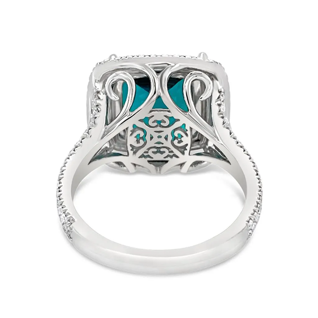 Irisa by Martin Binder Turquoise Tourmaline & Diamond Double Halo Ring