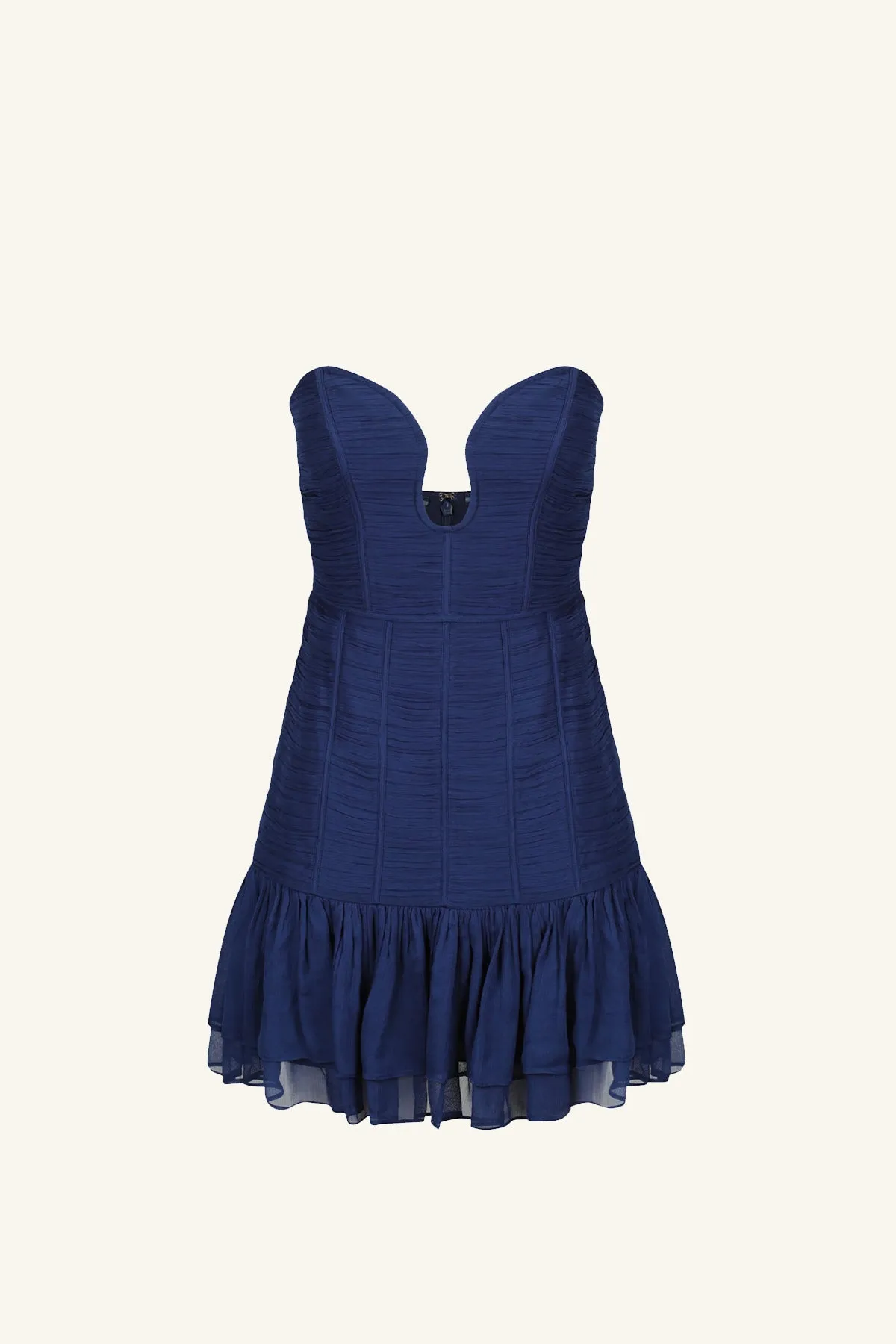 ISOLA STRAPLESS RUCHED MINI DRESS - TYRRHENIAN BLUE