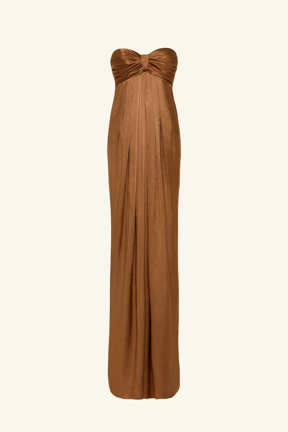 LA LUNE STRAPLESS KNOT MAXI DRESS - ALMOND