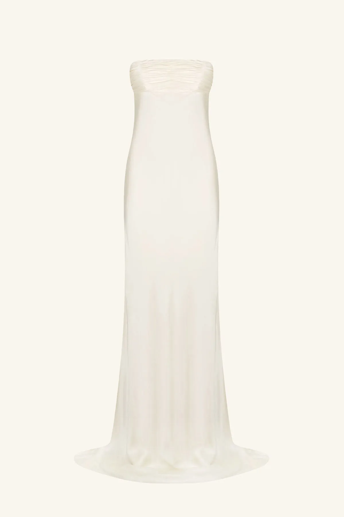 LA LUNE STRAPLESS RUCHED BODICE MAXI DRESS - CREAM