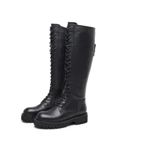 Ladies Leather Combat Boot 5564 Black