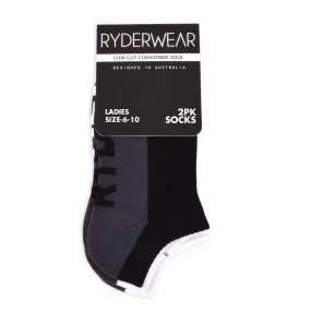 Ladies Socks 2 Pack - Black/Grey and White/Grey