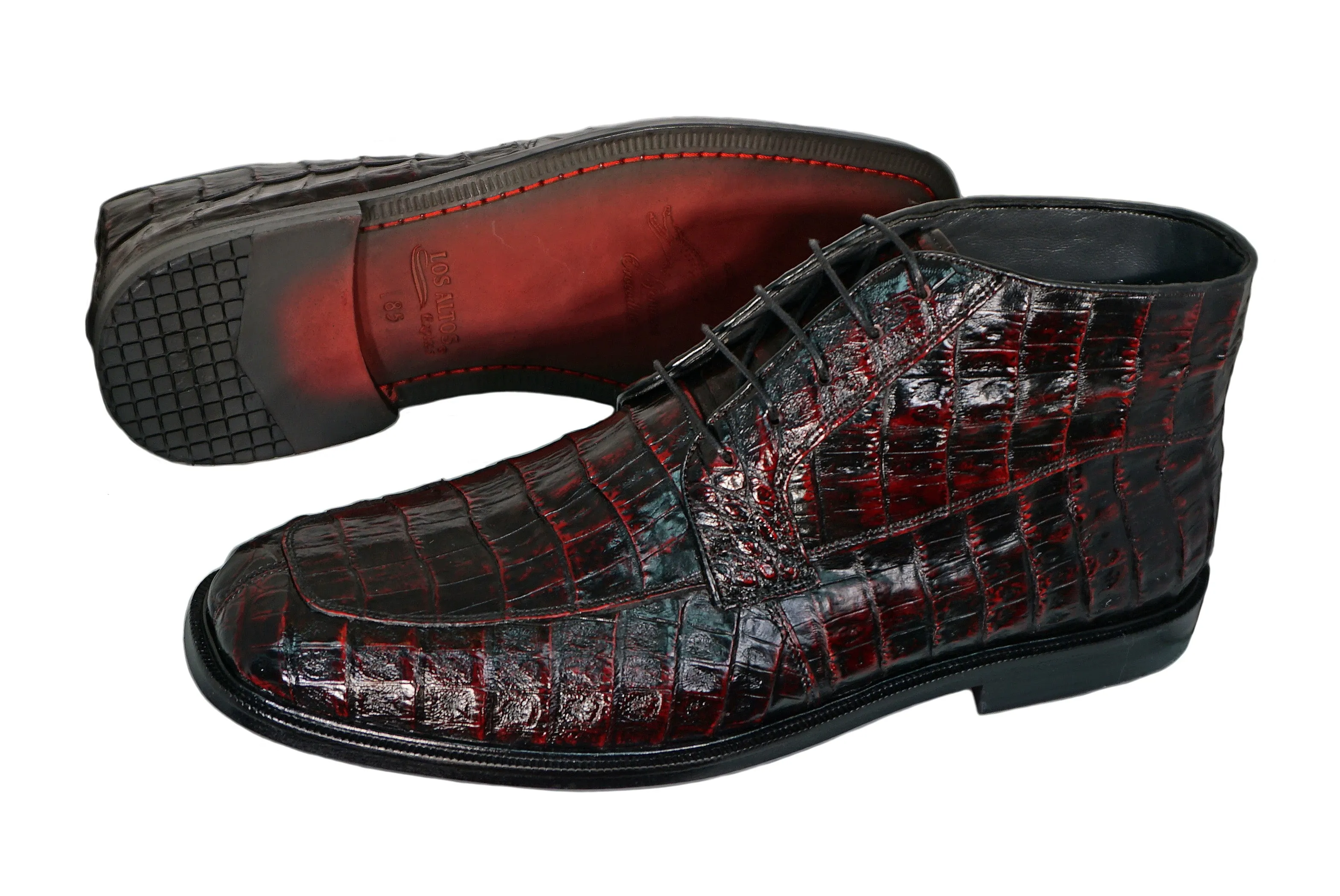 Los Altos Black cherry Caiman Belly Boot